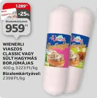 Auchan WIENERLI VIASZOS CLASSIC VAGY SÜLT HAGYMÁS BORJÚMÁJAS 400g ajánlat