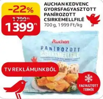 Auchan AUCHAN KEDVENC GYORSFAGYASZTOTT PANÍROZOTT CSIRKEMELLFILÉ 700g ajánlat