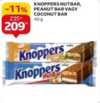 Auchan KNOPPERS NUTBAR, PEANUT BAR VAGY COCONUT BAR 40g ajánlat