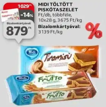 Auchan MIDI TÖLTÖTT PISKÓTASZELET 10x28g ajánlat