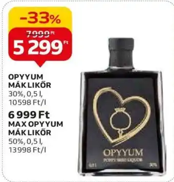Auchan OPYYUM MÁK LIKŐR 30%, 0,5l ajánlat