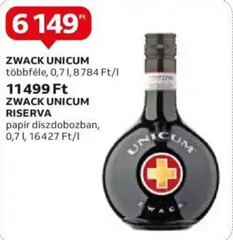 Auchan ZWACK UNICUM többféle, 0,7l ajánlat