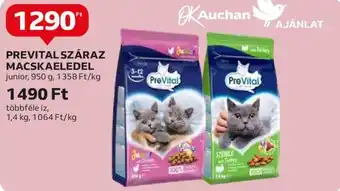 Auchan PREVITAL SZÁRAZ MACSKAELEDEL junior, 950 g ajánlat