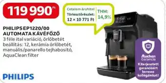 Auchan PHILIPS EP1220/00 AUTOMATA KÁVÉFŐZŐ ajánlat