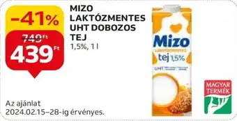 Auchan MIZO LAKTÓZMENTES UHT DOBOZOS TEJ 1l ajánlat