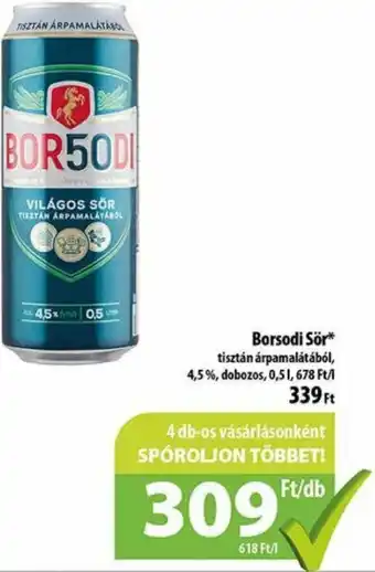 Coop Borsodi Sör 4,5% 0,5l ajánlat