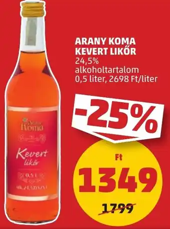 PENNY ARANY KOMA KEVERT LIKŐR 24,5% 0,5l ajánlat