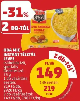 PENNY OBA MIE INSTANT TÉSZTÁS LEVES 75g ajánlat