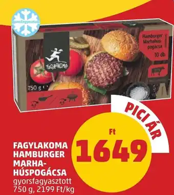 PENNY FAGYLAKOMA HAMBURGER MARHAHÚSPOGÁCSA 750g ajánlat