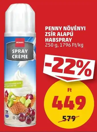 PENNY PENNY NÖVÉNYI ZSÍR ALAPÚ HABSPRAY 250g ajánlat