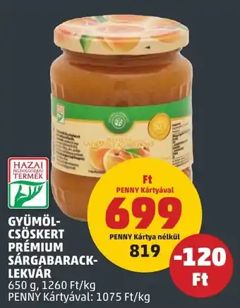 PENNY GYÜMÖLCSÖSKERT PRÉMIUM SÁRGABARACKLEKVÁR 650g ajánlat