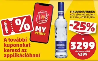 PENNY FINLANDIA VODKA 40% alkoholtartalom 0,5 liter ajánlat
