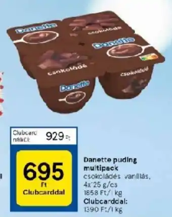 Tesco Danette puding multipack csokoládés vaníliás, 4x 25 g/cs ajánlat