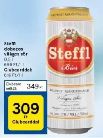 Tesco Steffi dobozos világos sör 0.5l ajánlat