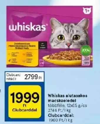 Tesco Whiskas alutasakos macskaeledel többféle, 12x65 g/cs ajánlat