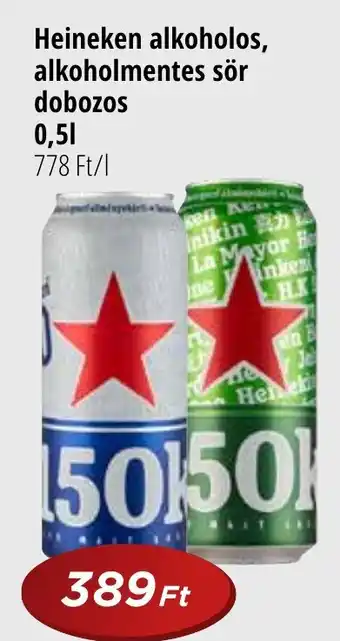 Real Heineken alkoholos, alkoholmentes sör dobozos 0,5l ajánlat