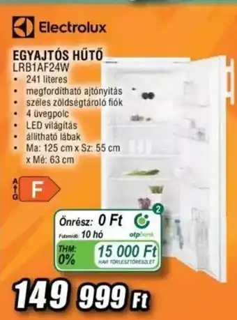 Expert Electrolux EGYAJTÓS HŰTŐ LRB1AF24W ajánlat