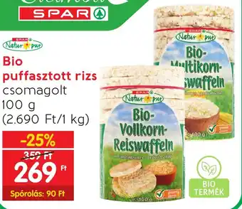 Spar Bio puffasztott rizs 100g ajánlat
