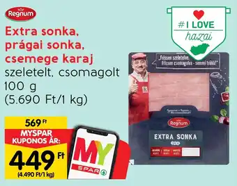 Spar Extra sonka, prágai sonka, csemege karaj 100g ajánlat