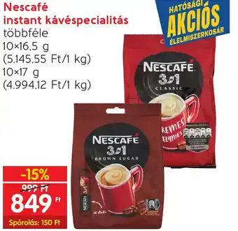Spar Nescafé instant kávéspecialitás 10x15,5g/17g ajánlat