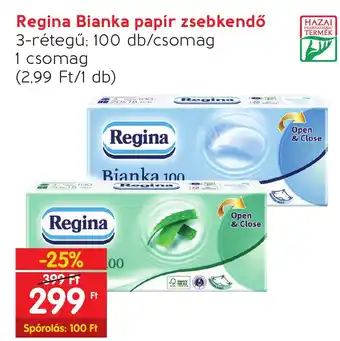 Spar Regina Bianka papír zsebkendő 100db ajánlat