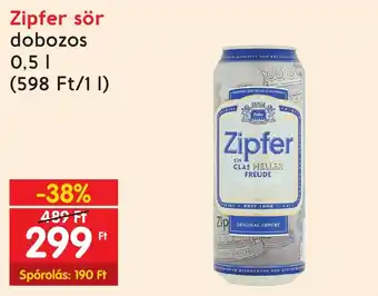Interspar Zipfer sör 0.5l ajánlat