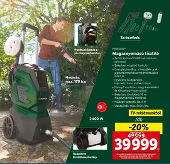 Lidl PARKSIDE Magasnyomású tisztító ajánlat
