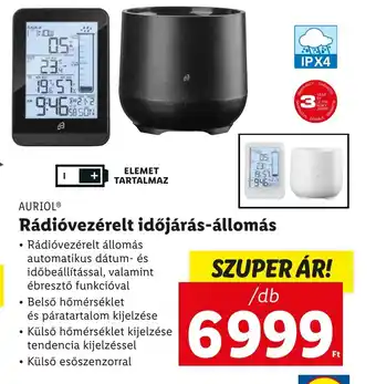 AURIOL Rádióvezérelt időjárás-állomás