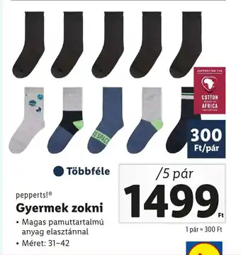 Lidl pepperts! Gyermek zokni Méret: 31-42 ajánlat