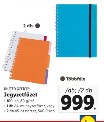 Lidl UNITED OFFICE Jegyzetfüzet /db; /2 db ajánlat