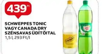 Auchan SCHWEPPES TONIC VAGY CANADA DRY SZÉNSAVAS ÜDÍTŐITAL 1,5l ajánlat
