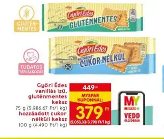 Győri Édes vaníliás ízű, gluténmentes keksz 75g