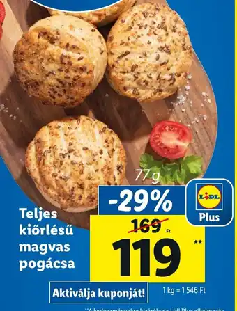 Lidl Teljes kiőrlésű magvas pogácsa 77g ajánlat