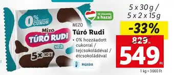Lidl Mizo TÚRÓ RUDI 5x30g, 5x2x15g ajánlat