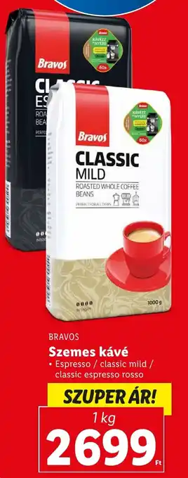 Lidl BRAVOS Szemes kávé 1kg ajánlat