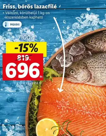 Lidl Friss, bőrös lazacfilé 100g ajánlat