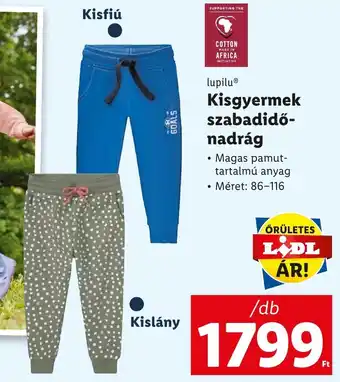 Lidl lupilu Kisgyermek szabadidő nadrág 86-116 1db ajánlat