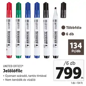 Lidl UNITED OFFICE Jelölőfilc 6db ajánlat