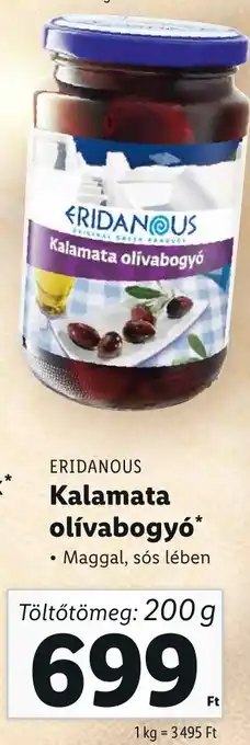 Lidl ERIDANOUS Kalamata olívabogyó 200g ajánlat