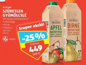 ALDI RIO D'ORO SZŰRETLEN GYÜMÖLCSLÉ 1l ajánlat