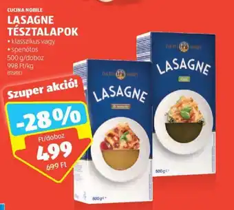 ALDI CUCINA NOBILE LASAGNE TÉSZTALAPOK 500g ajánlat