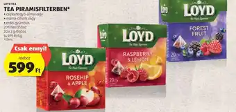 ALDI LOYD TEA, TEA PIRAMISFILTERBEN 20 filter ajánlat