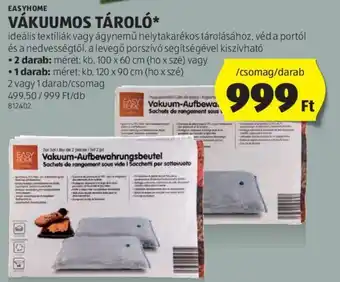 ALDI EASYHOME VÁKUUMOS TÁROLÓ 100x60cm 2db vagy 120x90cm 1db ajánlat