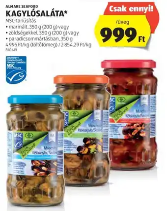 ALDI ALMARE SEAFOOD KAGYLÓSALÁTA 350g ajánlat