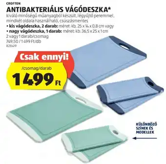 ALDI CROFTON ANTIBAKTERIÁLIS VÁGÓDESZKA 2db 25x14x0,8cm vagy 1db 36,5x25x1cm ajánlat