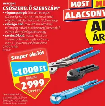 ALDI WORKZONE CSŐSZERELŐ SZERSZÁM ajánlat