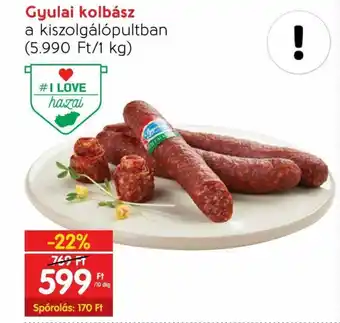Spar Gyulai kolbász 10dkg ajánlat