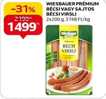 Auchan WIESBAUER PRÉMIUM BÉCSI VAGY SAJTOS BÉCSI VIRSLI 2x200g ajánlat