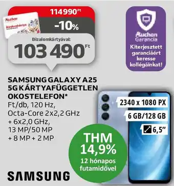 Auchan SAMSUNG GALAXY A25 5G KÁRTYAFÜGGETLEN OKOSTELEFON ajánlat