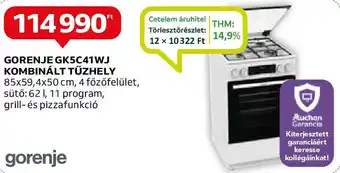 Auchan GORENJE GK5C41WJ KOMBINÁLT TŰZHELY 85x59,4x50cm ajánlat